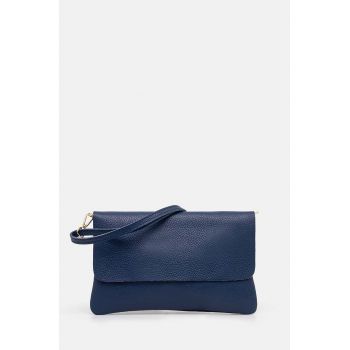 Answear Lab poseta de piele culoarea albastru marin