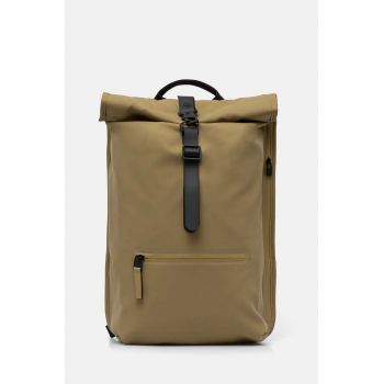 Rains rucsac Rolltop Rucksack W3 culoarea verde, mare, neted, 13320-44