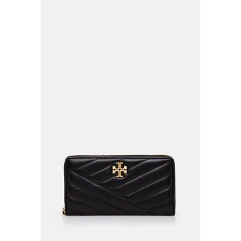 Tory Burch portofel Kira Chevron femei, culoarea negru, 90348