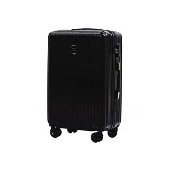 Troler Mediu - PC 565 - 66 cm - 4 Roti Duble - Cifru TSA - Policarbonat - Negru