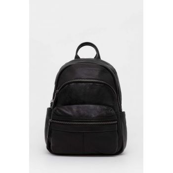Answear Lab ghiozdan de piele femei, culoarea negru, mare, neted