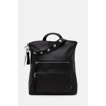 Desigual rucsac HALF LOGO FW24 PRETO femei, culoarea negru, mare, neted, 24WAKP03