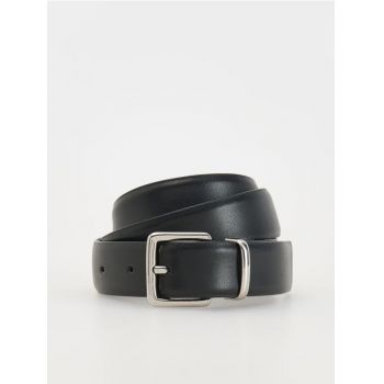 Reserved - Curea din piele, cu cataramă - negru