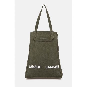 Samsoe Samsoe geanta de bumbac SALUCCA culoarea verde, U24300002