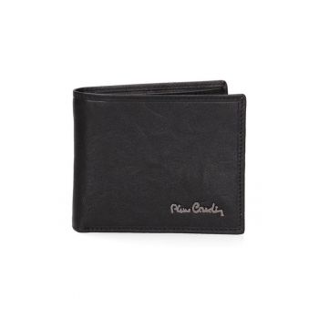 Portofel din piele cu logo metalic 168331 - Negru