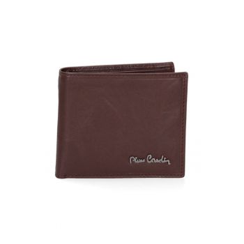 Portofel din piele cu logo metalic 168331 - Maro cognac