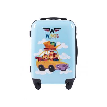 Troler Cabina - Policarbonat -  4 Roti - WKIDS - 55 cm - Imprimeu Car