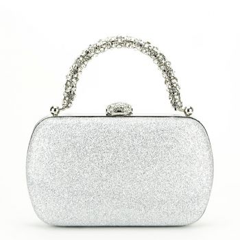 Geanta clutch argintie cu maner detasabil B-BYH-871 06
