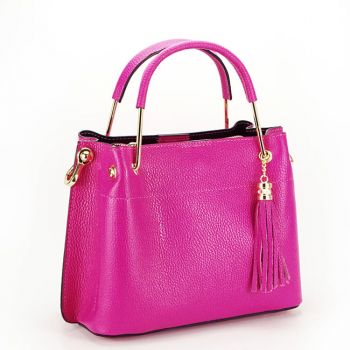 Geanta dama din piele naturala cu pantandit B-8939 122, Fucsia