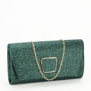 Geanta plic verde cu sclipici B-BJH-22733 06