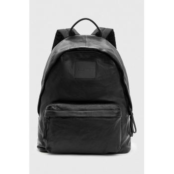 AllSaints ghiozdan de piele CARABINER BACKPACK barbati, culoarea negru, mare, neted, M164XB
