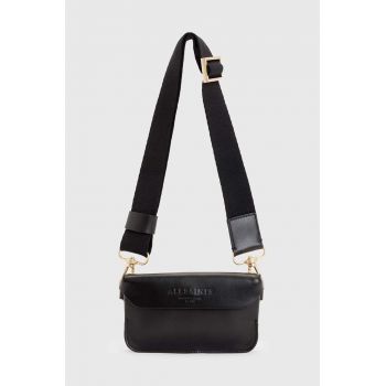 AllSaints poseta de piele ZOE CROSSBODY culoarea negru, W312XB