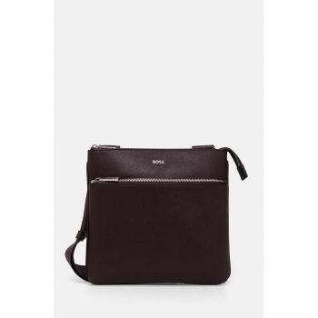 BOSS borseta de piele barbati, culoarea violet, 50483567