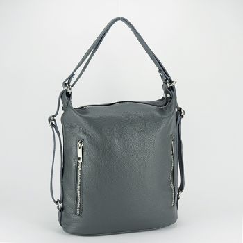 Geanta convertibila in rucsac din piele naturala B-8980 121, Gri