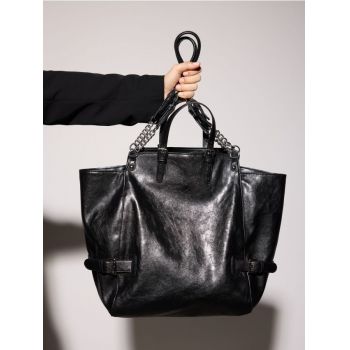 Reserved - Geantă shopper cu catarame - negru