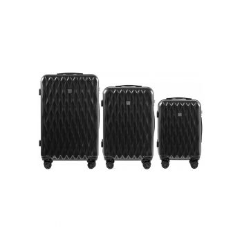 Set Trolere - PC 190 - 3 Piese - 4 Roti Duble - Cifru TSA - Policarbonat - Antracit