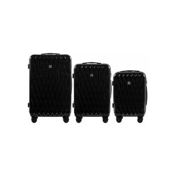 Set Trolere - PC 190 - 3 Piese - 4 Roti Duble - Cifru TSA - Policarbonat - Negru