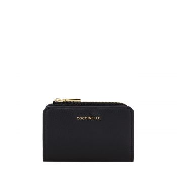 Metallic soft zip wallet m noir