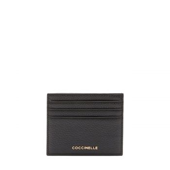 Metallic soft card case grained leather noir Metallic soft card case grained leather noir