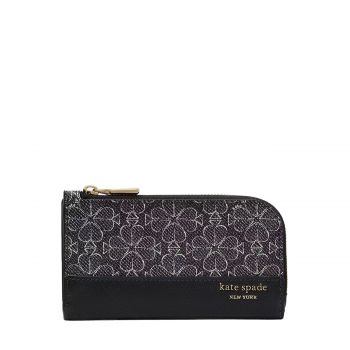 Spade flower small slim bifold wallet black multi