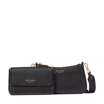 Double up pebbled leather crossbody black Double up pebbled leather crossbody black