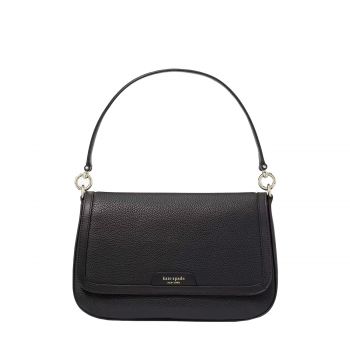 Hudson flap shoulder bag black