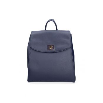 Rucsac de piele ecologica cu clapa - Albastru inchis