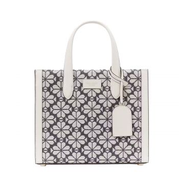 Spade flower jacquard manhattan small tote charcoal grey multi Spade flower jacquard manhattan small tote charcoal grey multi