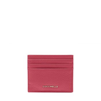 Metallic soft card case grained leather pink Metallic soft card case grained leather pink