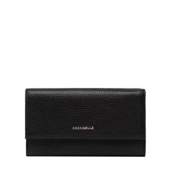 Metallic soft leather wallet noir