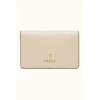 Portcart din piele cu logo metalic Camelia