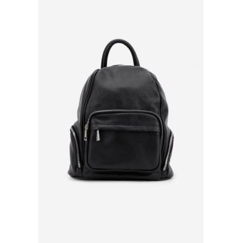 Rucsac negru din piele cu buzunare de firma original