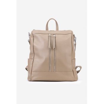 Rucsac taupe confectionat din piele texturata