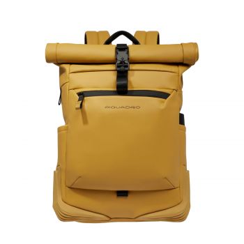 Water resistant roll top backpack for laptop 15.6 yellow