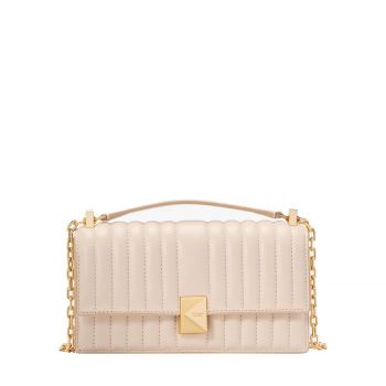 Deco quilted mini flap chain crossbody milk glass