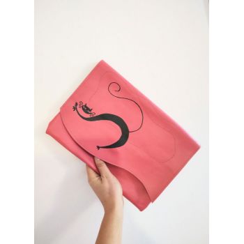 Geanta handmade roz cu pisicuta,unicat