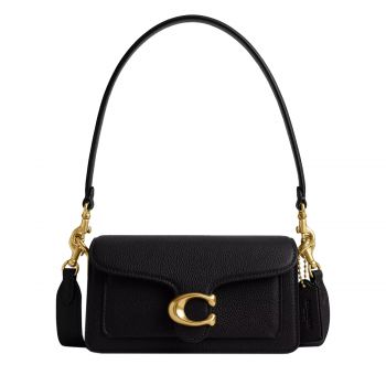 Pebbled tabby shoulder bag 20 brass/black