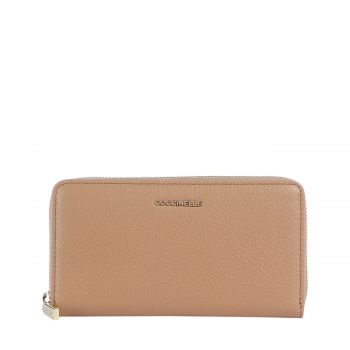 Metallic soft large zip around wallet skin