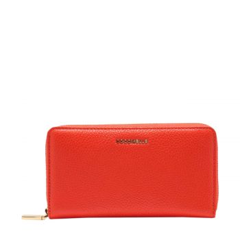 Metallic soft large zip around wallet