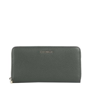 Metallic soft zip around wallet alga