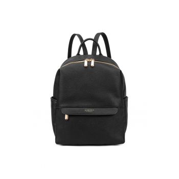 Rucsac de piele ecologica cu buzunar frontal - Negru