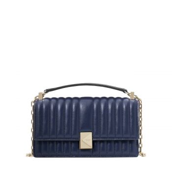 Deco quilted mini flap chain crossbody parisian navy