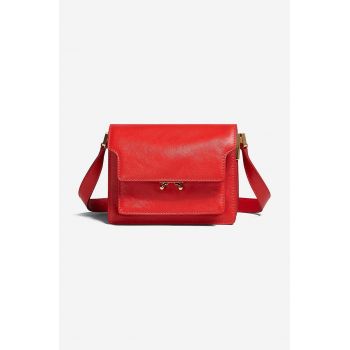 Marni poșetă de piele Marni Shoulder Bag SBMP0075Y0 P2644 culoarea maro SBMP0075Y0.P2644-navy de firma originala