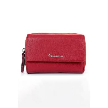 Portofel de piele cu clapa Amanda - Rosu