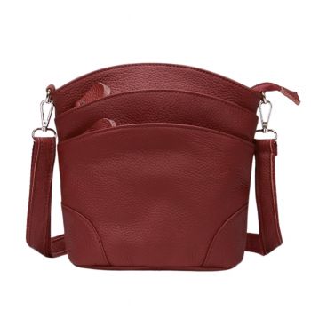 Geanta dama Missa GT1538, piele naturala, rosu inchis