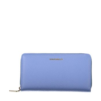 Metallic soft large zip around wallet azul