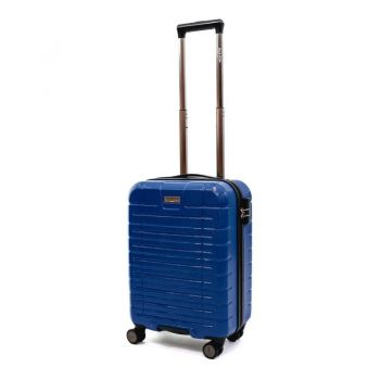 Troler Ella Icon Leaf cu 4 roti duble, ABS, 55x39x23 cm, Albastru