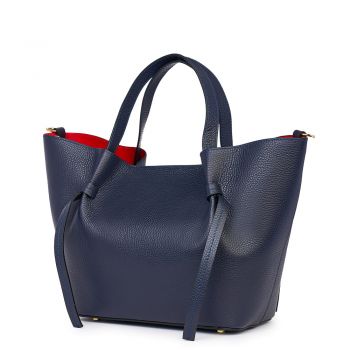 Geanta shopper din piele naturala Veronica bleumarin de firma originala