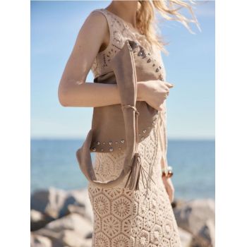 Reserved - LADIES` BAG & PENDANT - crem