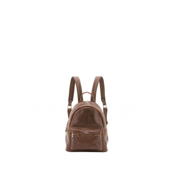 Rucsac de piele cu buzunar frontal